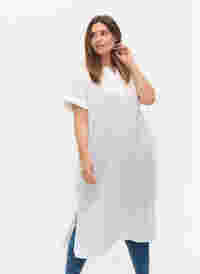 Langes kurzärmeliges Hemdkleid, White, Model