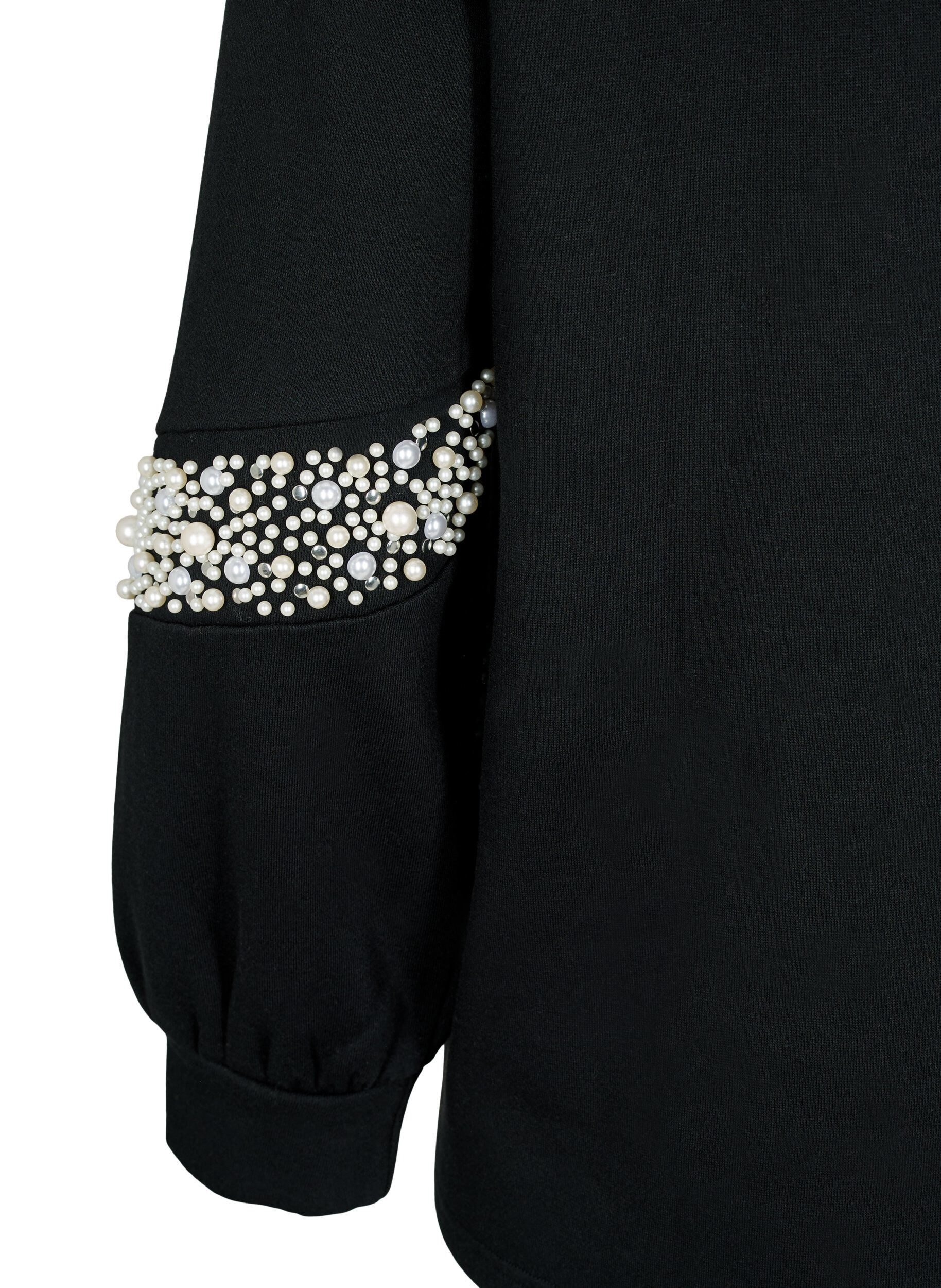 Zizzi Sweatshirt mit Perlendetails, Black, Packshot image number 3
