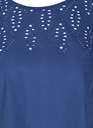 Kurzarm T-Shirt mit Lochstickerei, Twilight Blue, Packshot image number 2