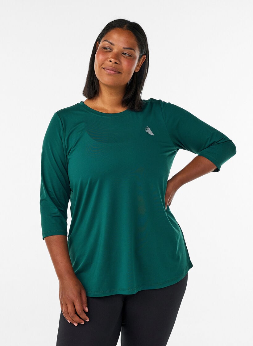 Trainingsshirt mit 3/4-&Auml;rmeln, Gr&uuml;n, Model image number 0