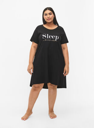Kurzärmeliges Nachthemd aus Bio-Baumwolle, Black Sleep, Model image number 2