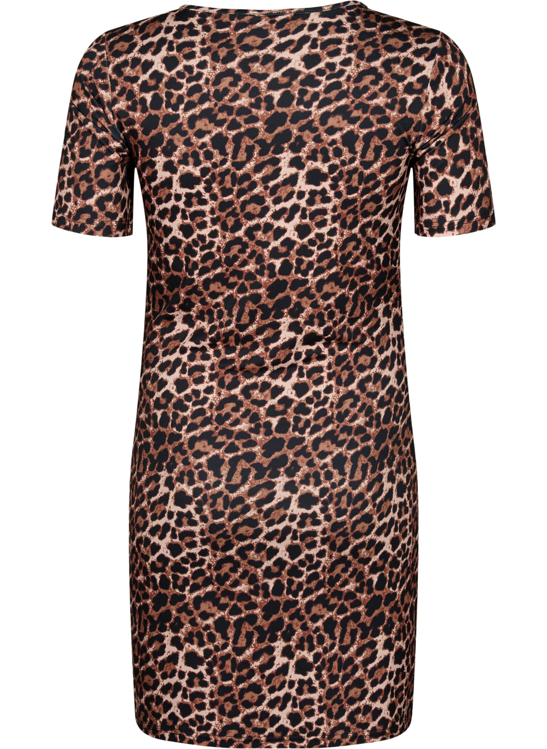 Zizzi Eng anliegendes Kleid mit Leopardenmuster und Cut-Out, Leopard AOP, Packshot image number 1