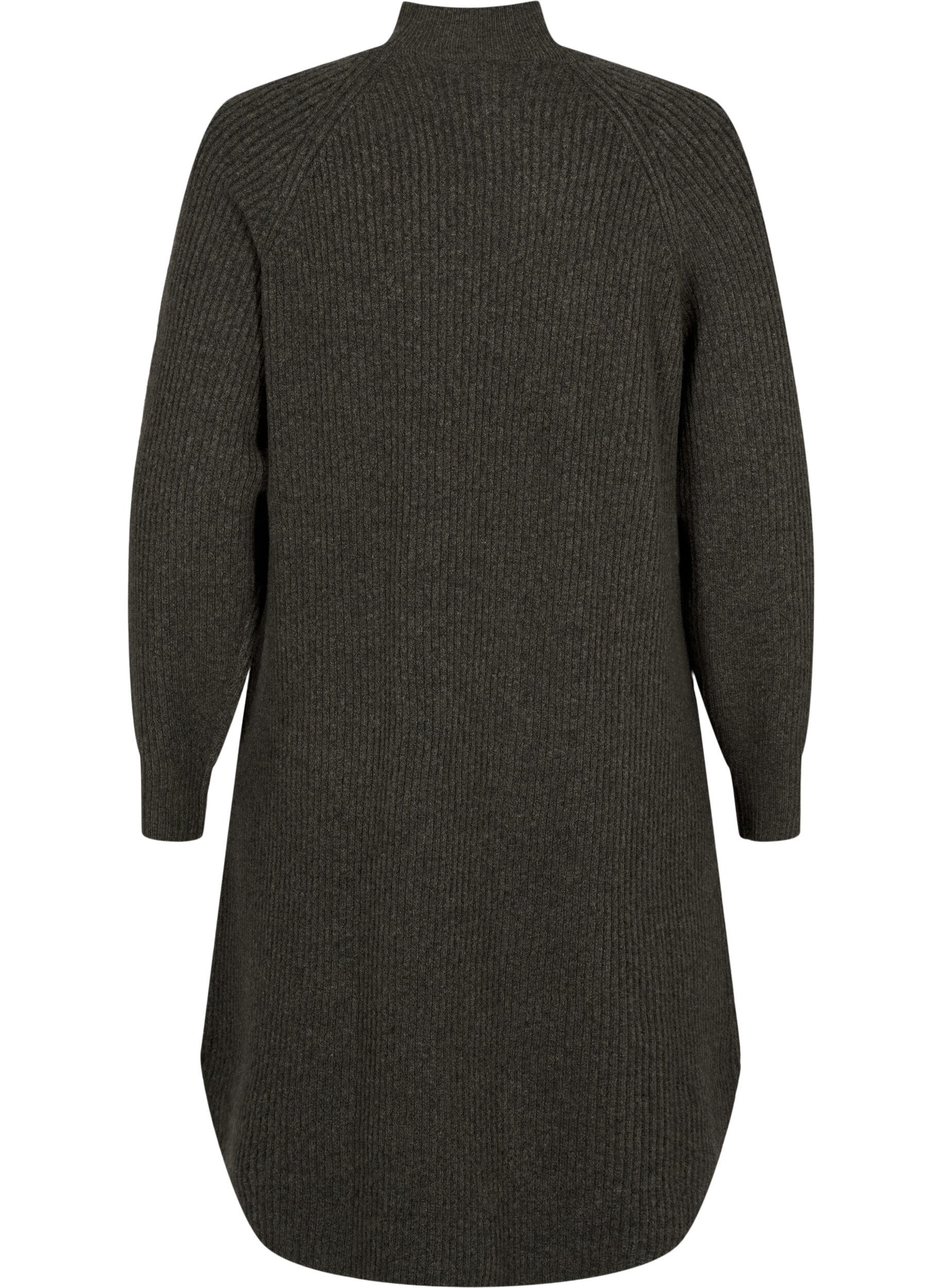 Zizzi Strickkleid mit langen &Auml;rmeln und hohem Ausschnitt, Sea Turtle Mel., Packshot image number 1