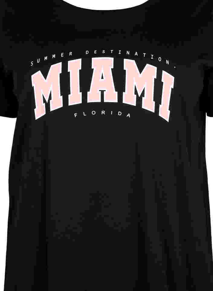Baumwoll-T-Shirt mit Print-Detail, Black MIAMI, Packshot image number 2
