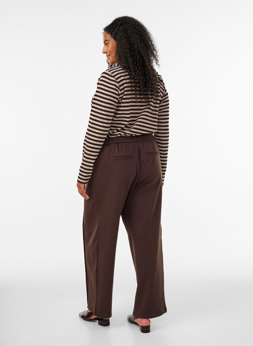 Lockere Hose aus Jersey mit hoher Taille, Braun, Model image number 1