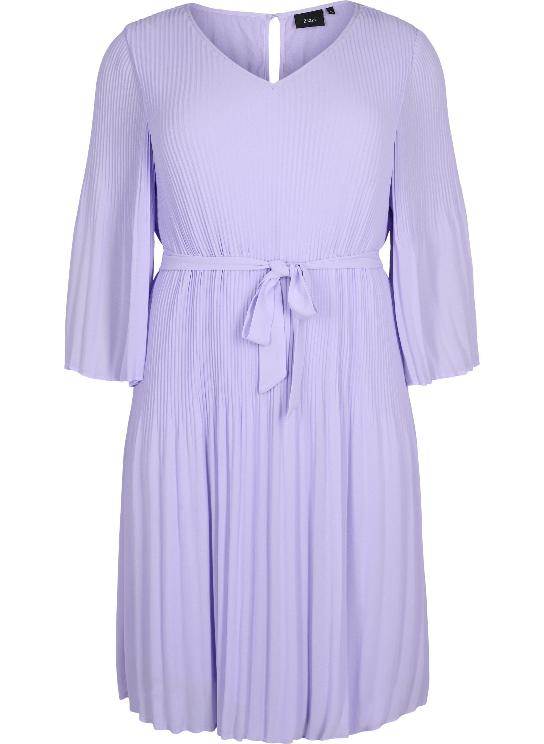 Zizzi Plissiertes Kleid mit 3/4-&Auml;rmeln, Lavender, Packshot image number 0