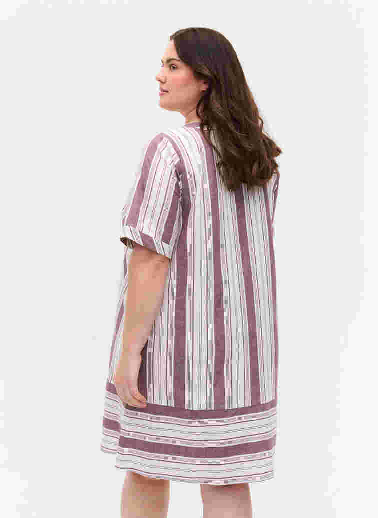 Gestreiftes Baumwollkleid mit kurzen Ärmeln, Vineyard Wine Stripe, Model image number 1