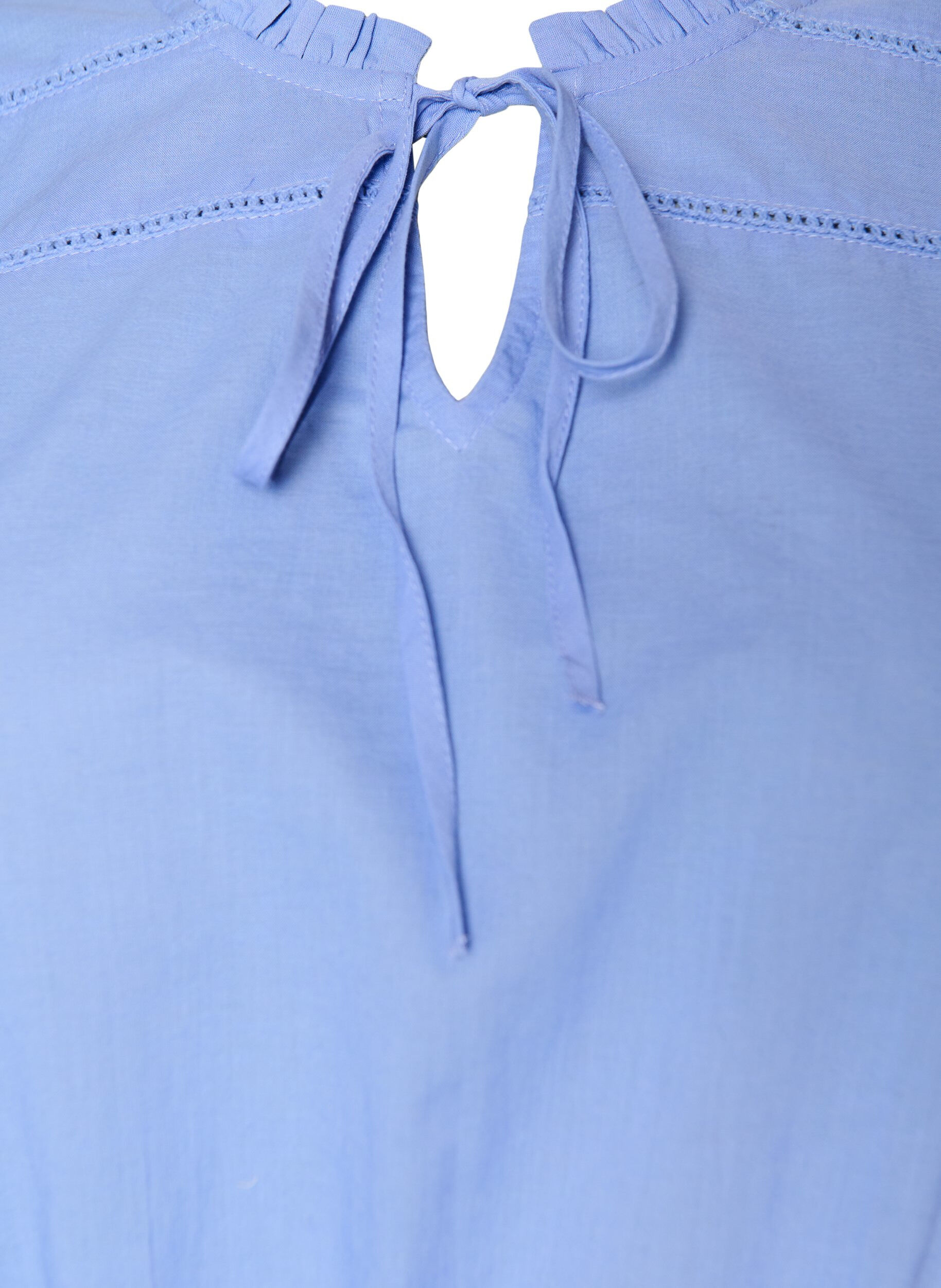ZizziBaumwollbluse mit Bindeband und elastischer Taille, Blau, Packshot image number 2