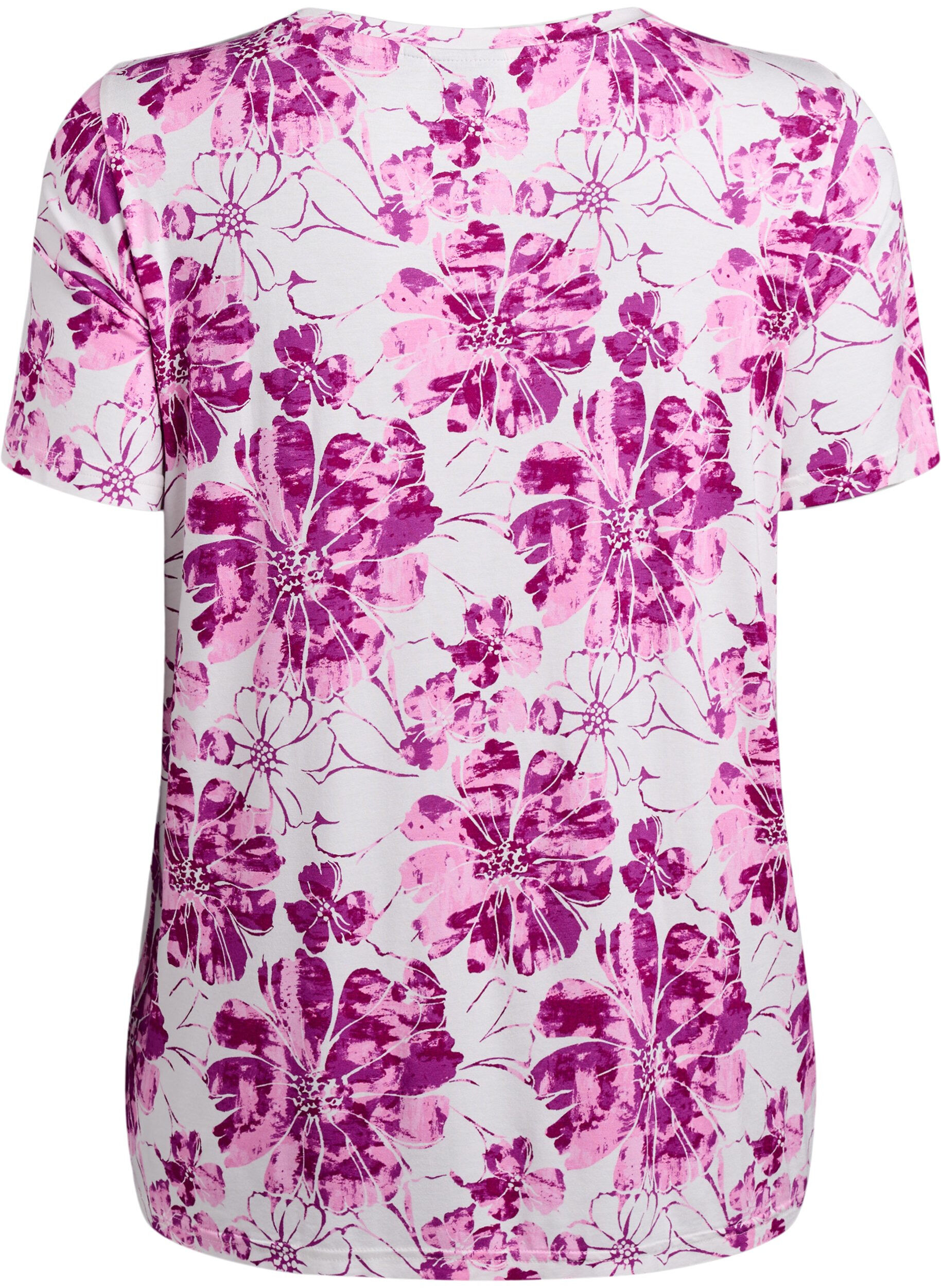 Zizzi T-Shirt mit floralem Print, Pink, Packshot image number 1
