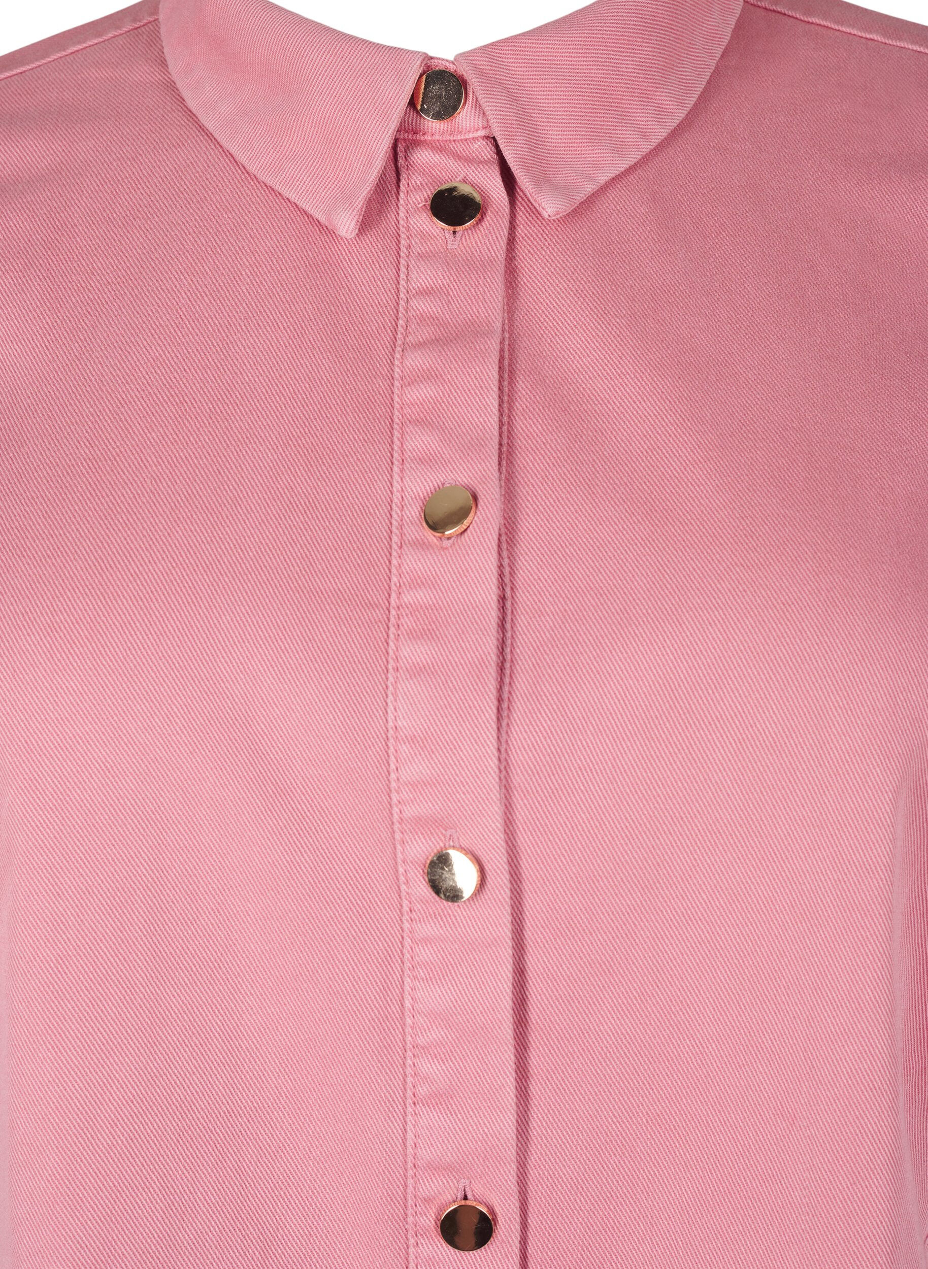 Zizzi Buntes Hemdblusenkleid aus Jeansstoff mit Maschendetails, Heather Rose, Packshot image number 2