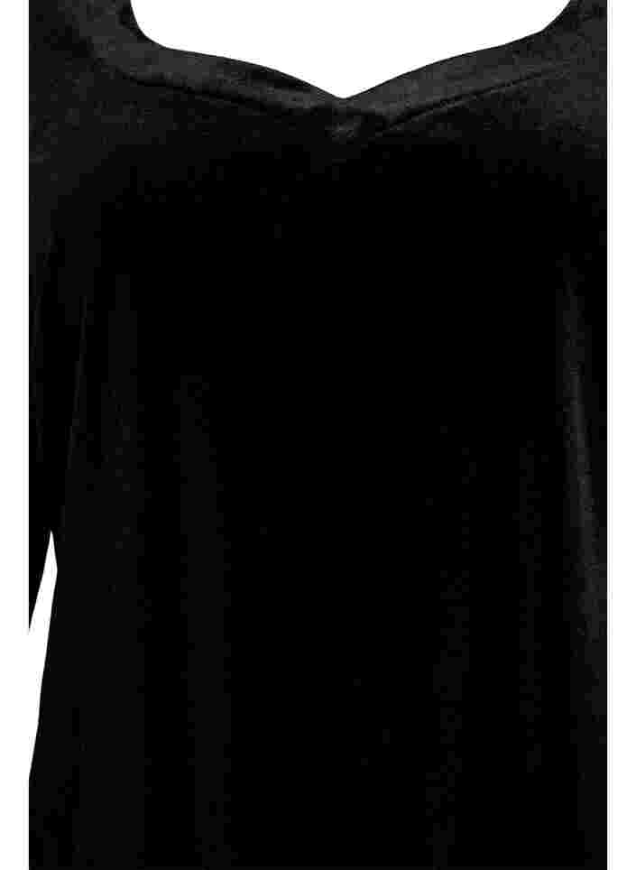 Veloursbluse mit langen Ärmeln, Black, Packshot image number 2