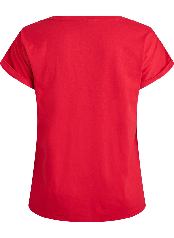 Kurz&auml;rmeliges T-Shirt aus einer Baumwollmischung, Rot, Packshot image number 1