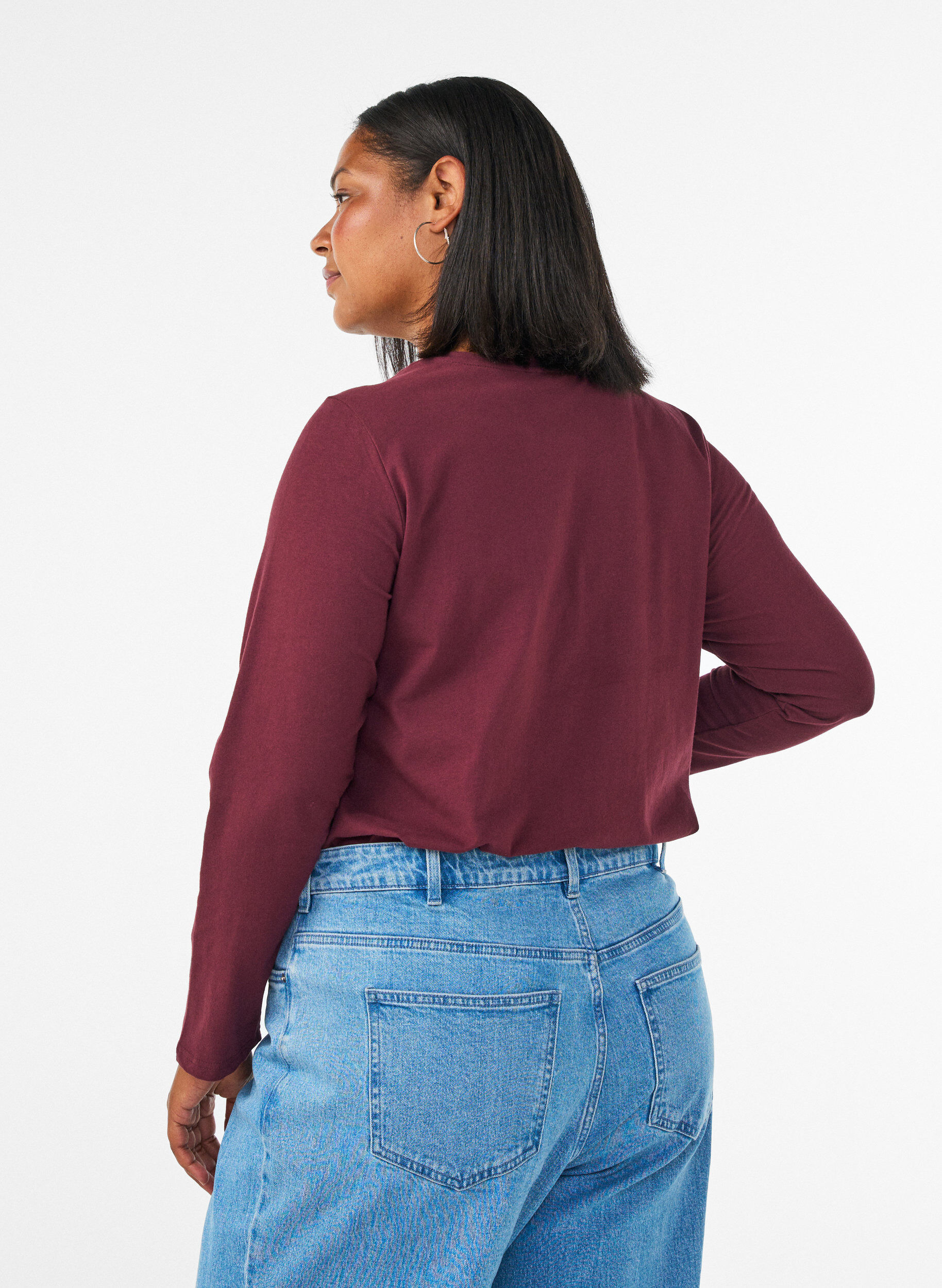 ZizziBasic Bluse aus Jersey mit langen &Auml;rmeln, Rot, Model image number 2