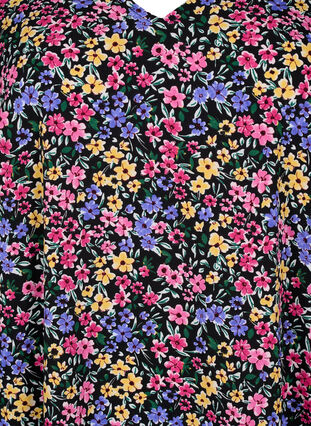 FLASH – Kleid mit V-Ausschnitt und Blumendruck, Multi Flower, Packshot image number 2