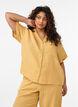 Bluse aus Baumwoll-Musselin mit kurzen &Auml;rmeln, Gelb, Model image number 0