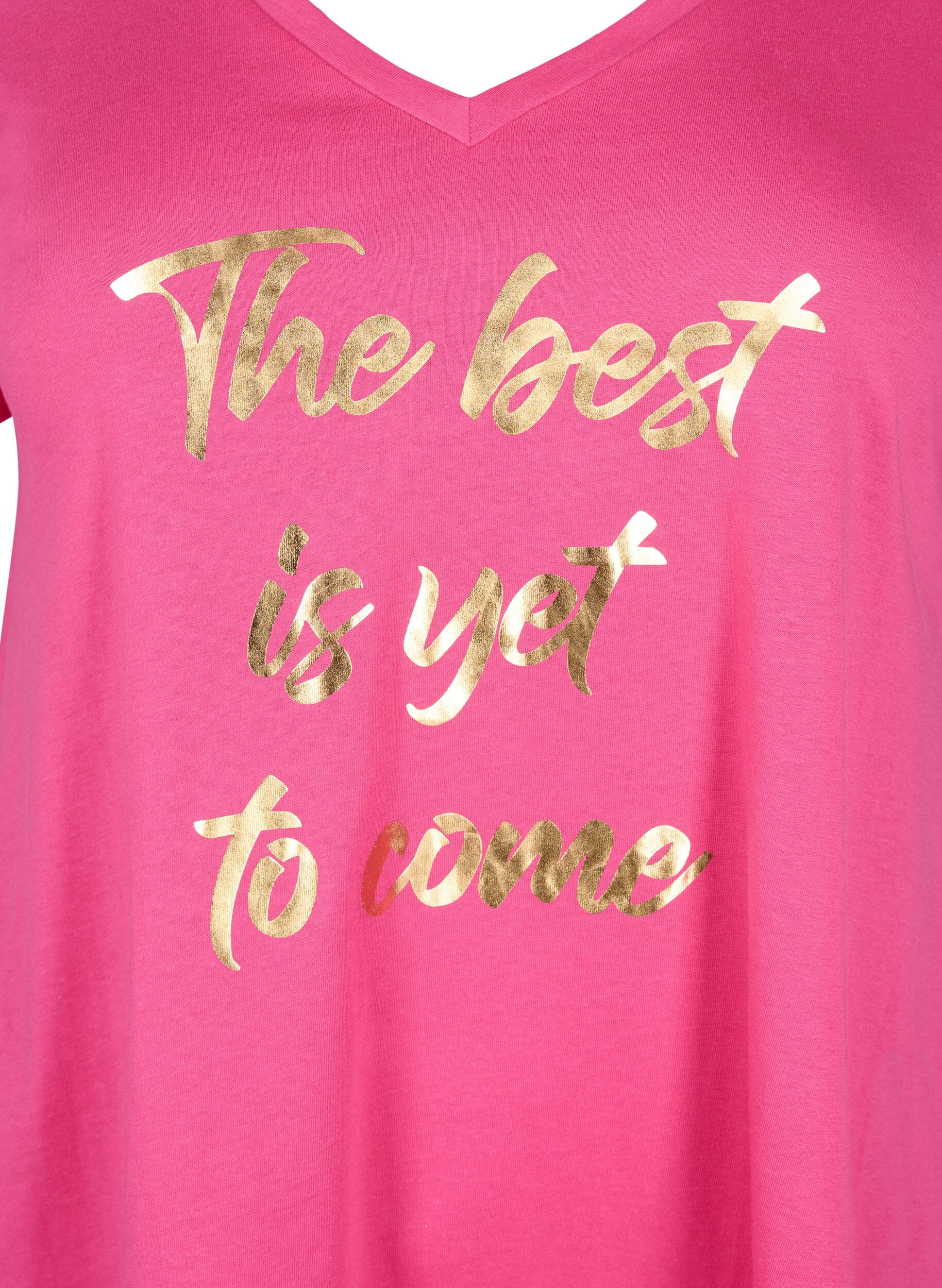 Zizzi Baumwoll-T-Shirt mit kurzen &Auml;rmeln, Raspberry S. Best, Packshot image number 2