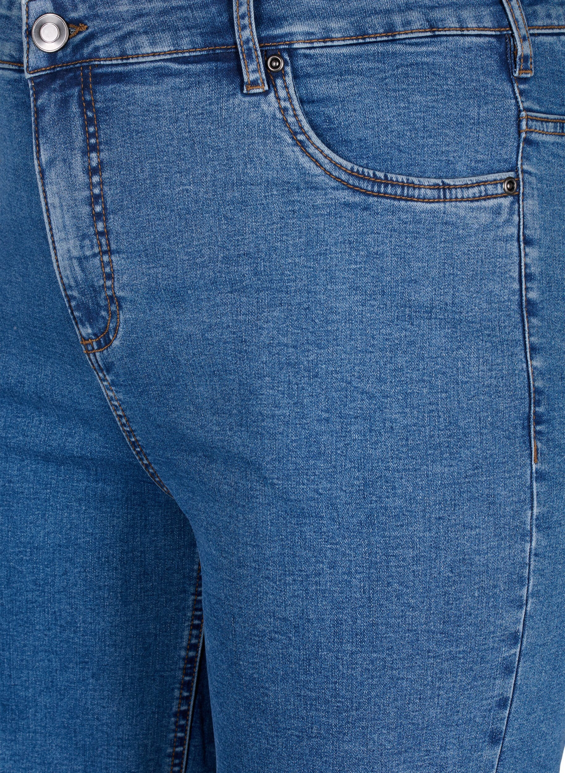 Zizzi Eng anliegende Denim-Shorts mit hoher Taille, Blue Denim, Packshot image number 2