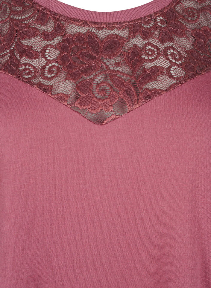 Sweatshirt mit Spitzendetails, Rose Brown, Packshot image number 2