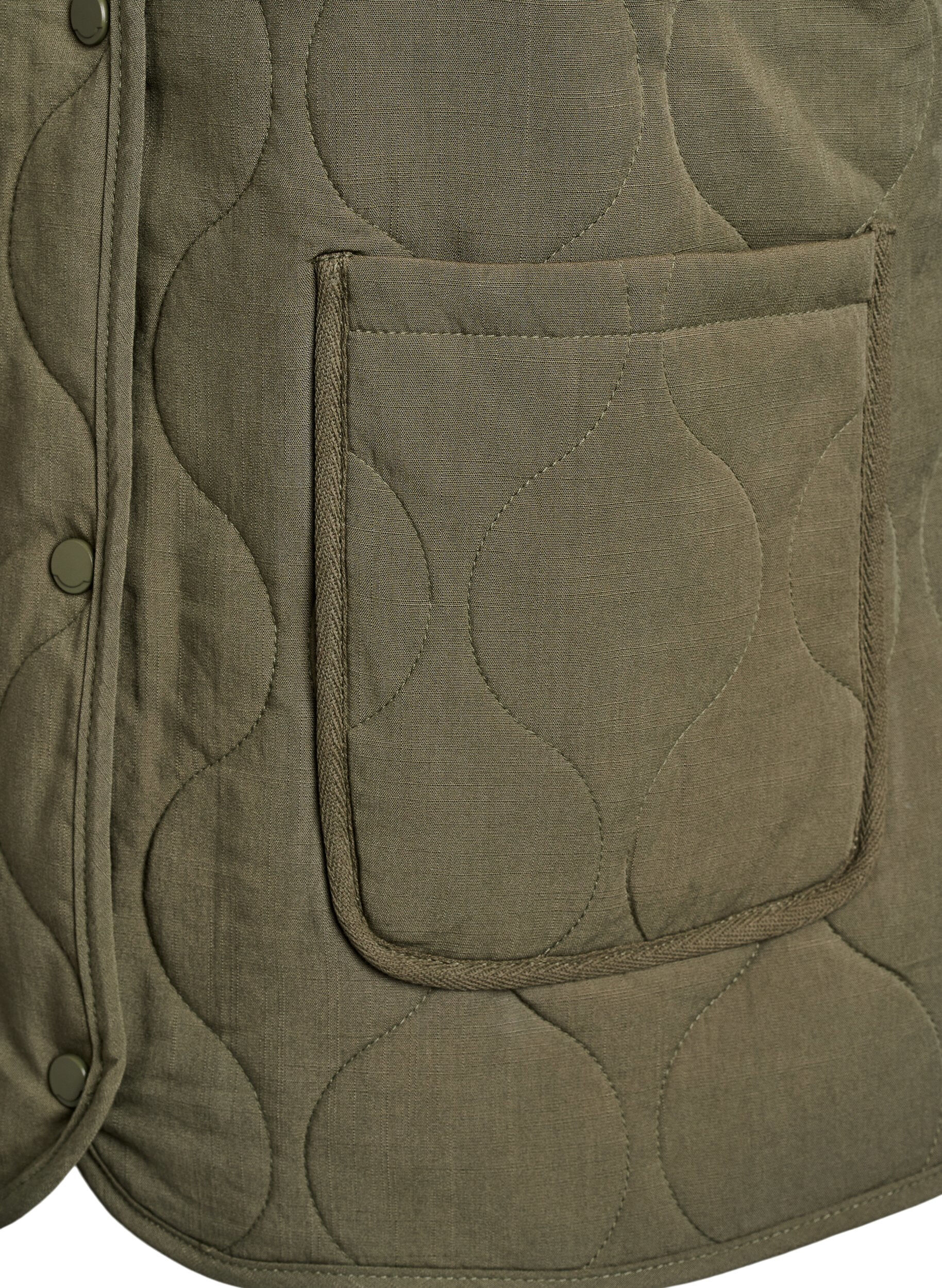 Zizzi Steppjacke mit Kn&ouml;pfen und Taschen, Gr&uuml;n, Packshot image number 3