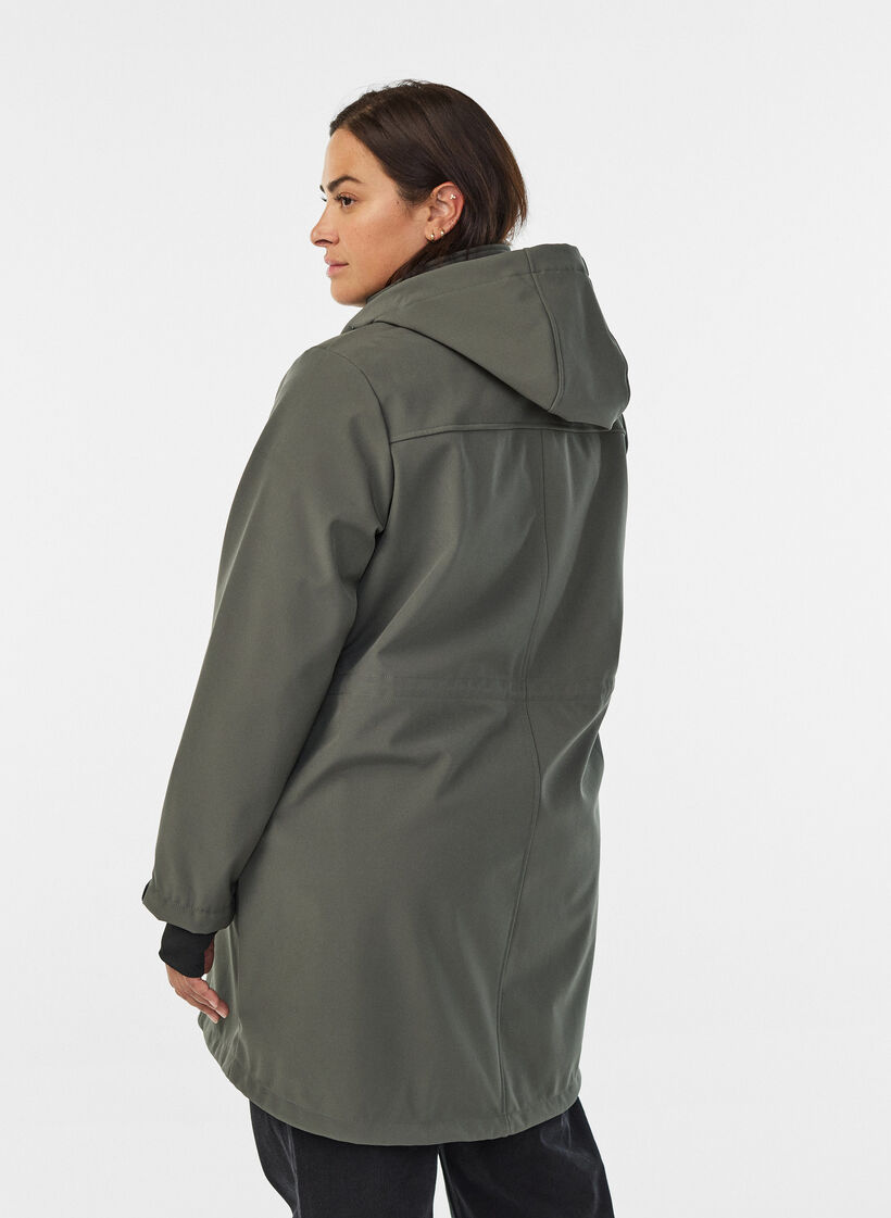 Softshelljacke mit abnehmbarer Kapuze, Grau, Model image number 2