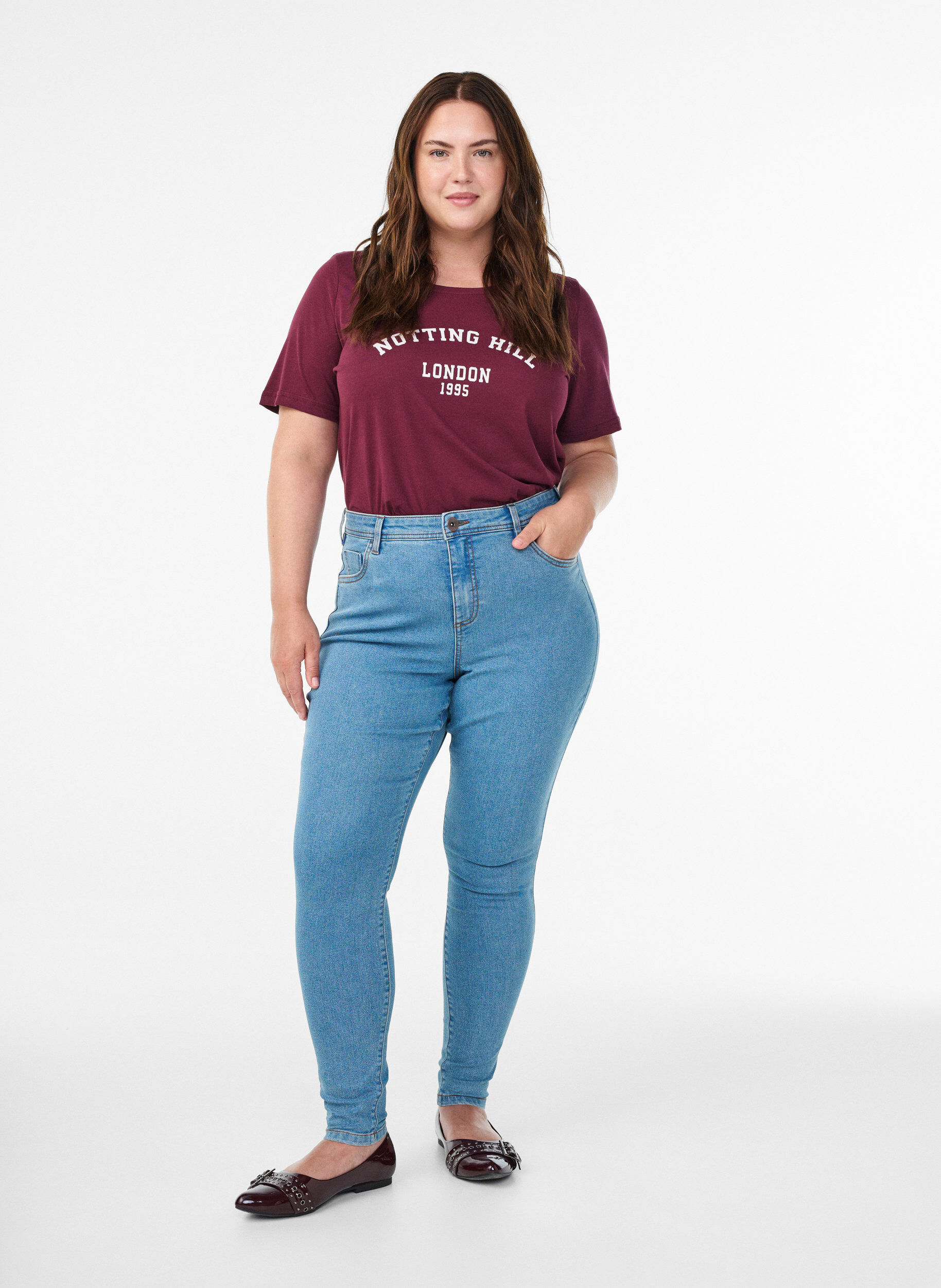 Zizzi FLASH - T-Shirt mit Print, Rot, Model image number 1