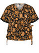 Gebl&uuml;mte Bluse aus Baumwolle mit Bindeband, Orange, Packshot image number 0