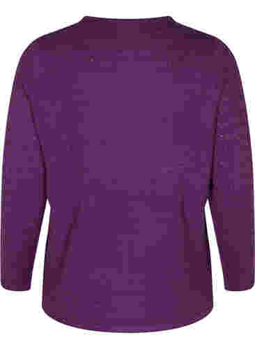 Strukturierte Strickbluse mit Rundhals, Amaranth Purple, Packshot image number 1