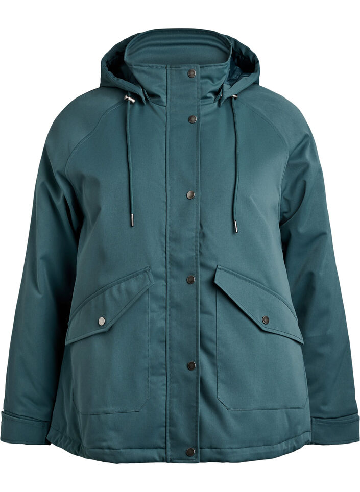 Gepolsterter Parka mit einer abnehmbaren Kapuze, Gr&uuml;n, Packshot image number 0