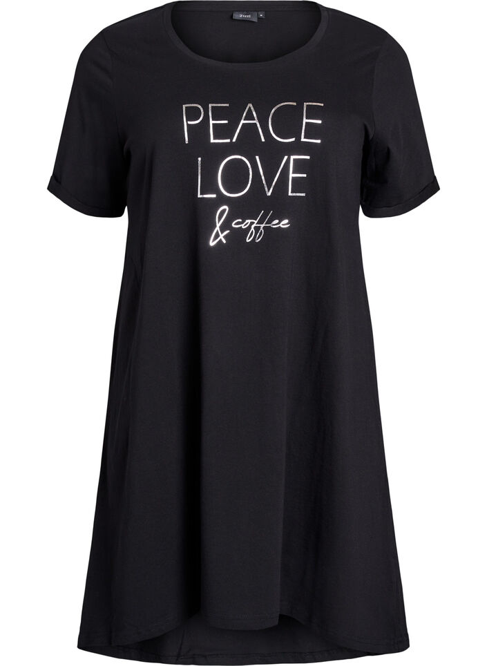 Kurzärmeliges Nachthemd aus Bio-Baumwolle, Schwarz, Packshot image number 0