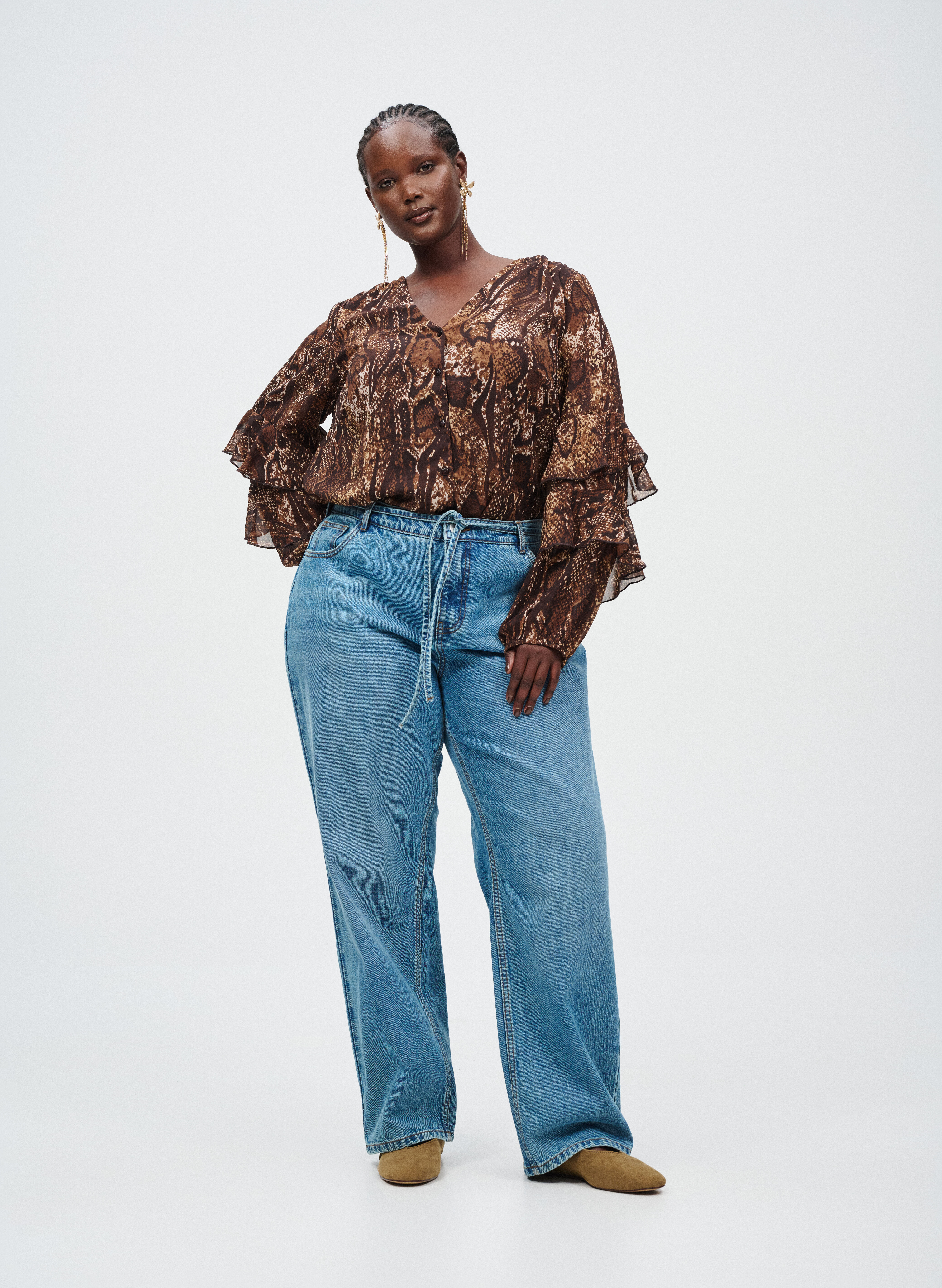 Zizzi Bluse mit R&uuml;schen, , Model