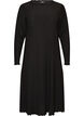 Midi-Kleid mit welliger Struktur und langen &Auml;rmeln, Schwarz, Packshot image number 0
