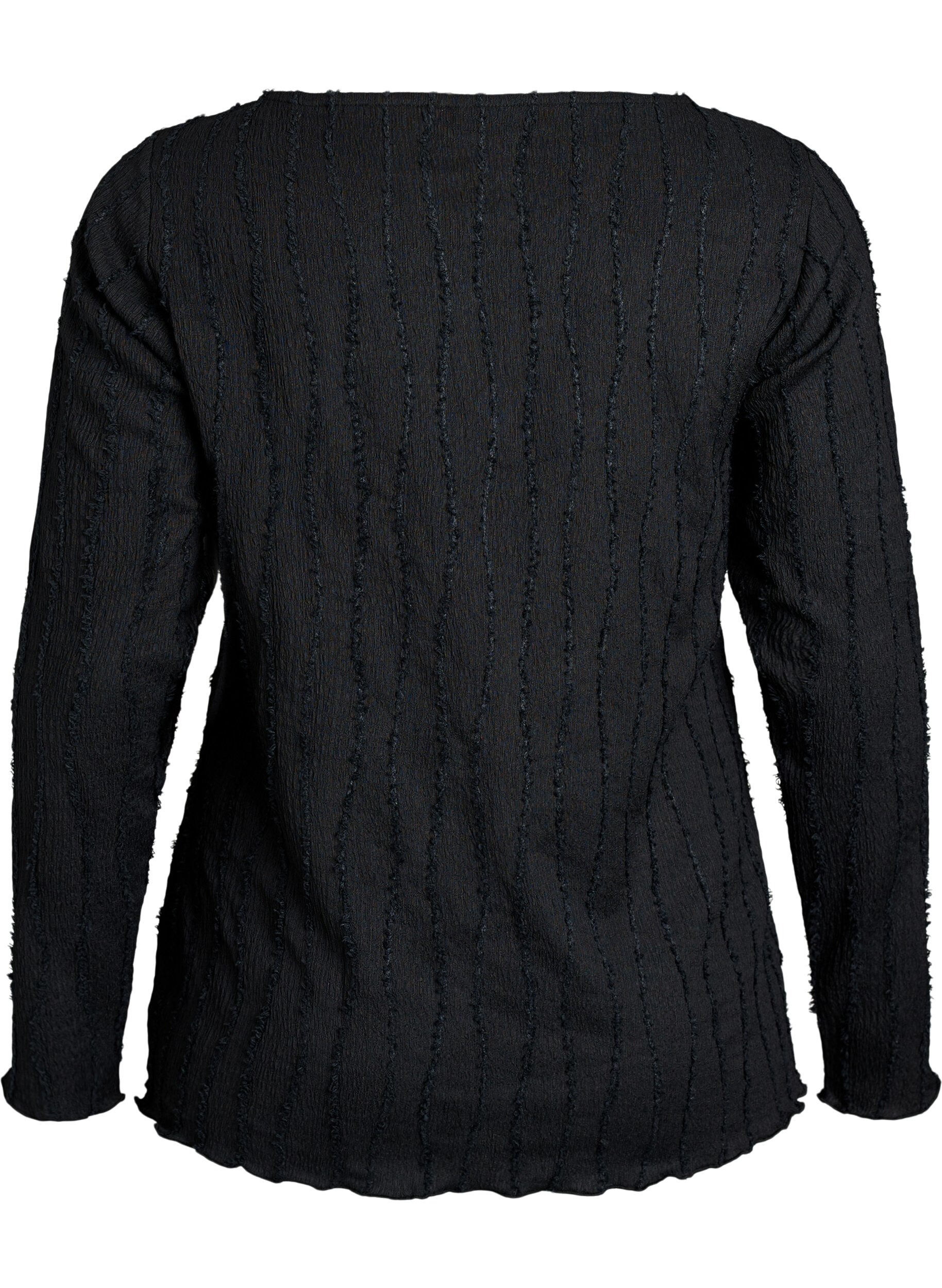 ZizziBluse aus Jersey mit welliger Struktur, Schwarz, Packshot image number 1