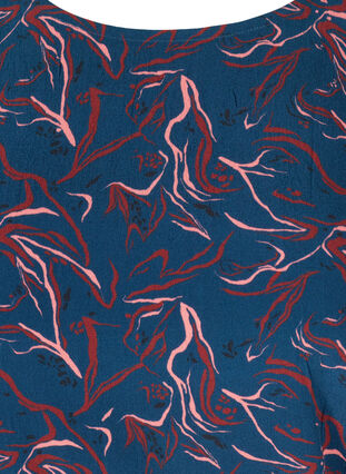 Bedruckte Viskose-Bluse mit Raffung, Dark Blue AOP, Packshot image number 2