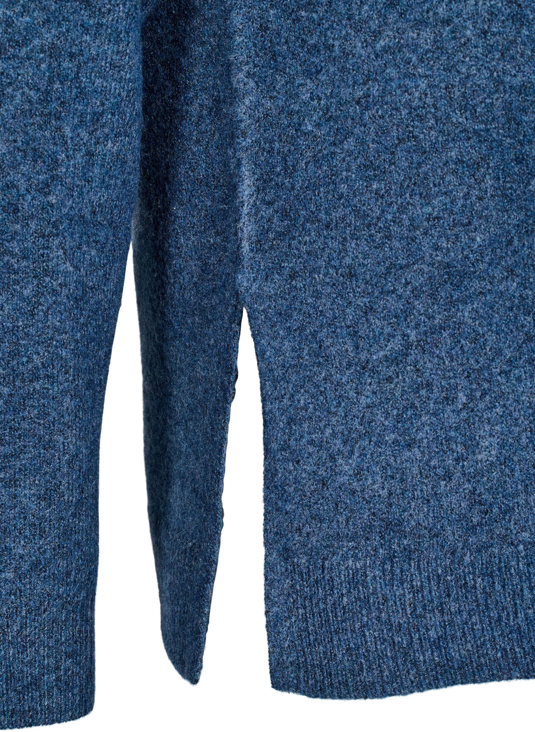 Zizzi Stricktop aus Wolle mit Schlitzen, Bering Sea Mel., Packshot image number 3