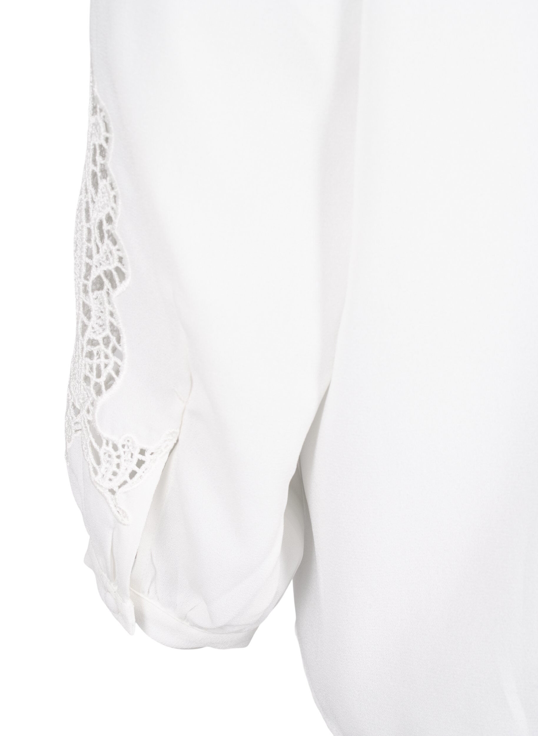 Zizzi  Langarmbluse mit H&auml;keldetails, Bright White, Packshot image number 4