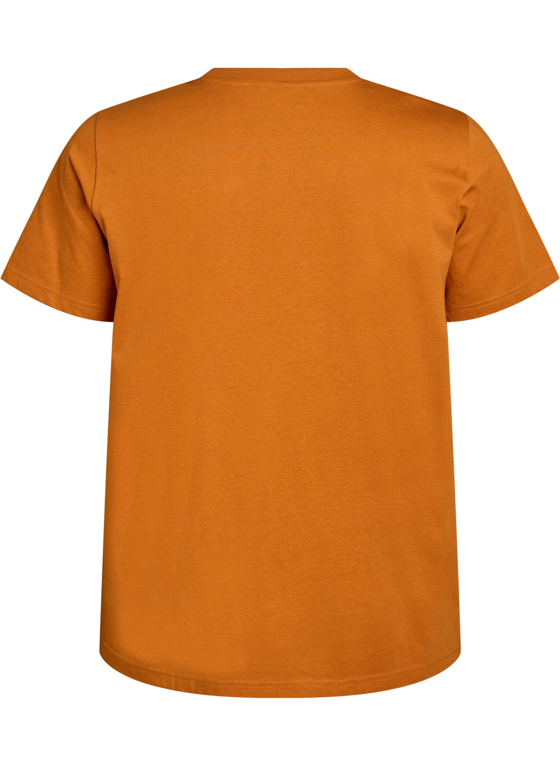 Zizzi Basic-T-Shirt aus Baumwolle mit Rundhalsausschnitt, Orange, Packshot image number 1