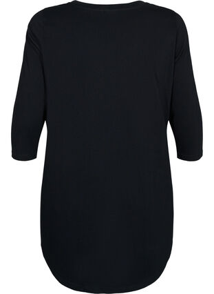 Baumwoll-T-Shirt mit 3/4 Ärmeln, Black, Packshot image number 1