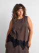 Kariertes Top mit asymmetrischen Spitzen, Braun, Model image number 0