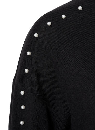 Langarm-Bluse mit Perlen, Black, Packshot image number 3