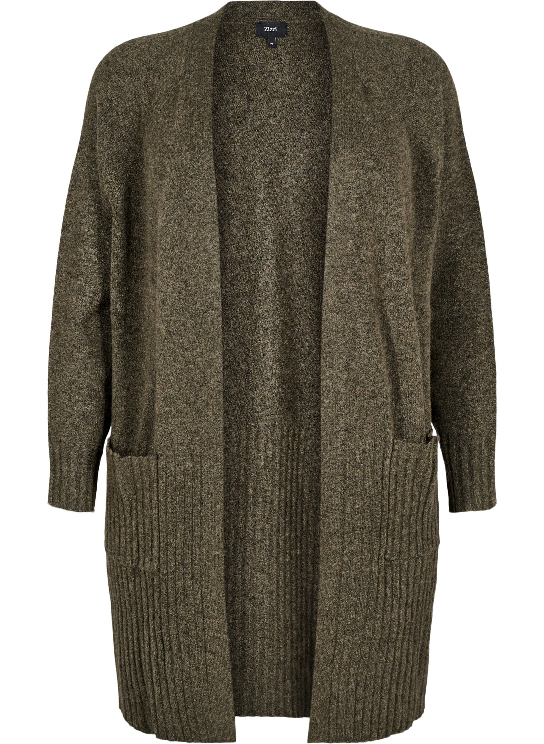 Zizzi Lange Strickjacke mit Taschen, Sea Turtle Mel., Packshot image number 0