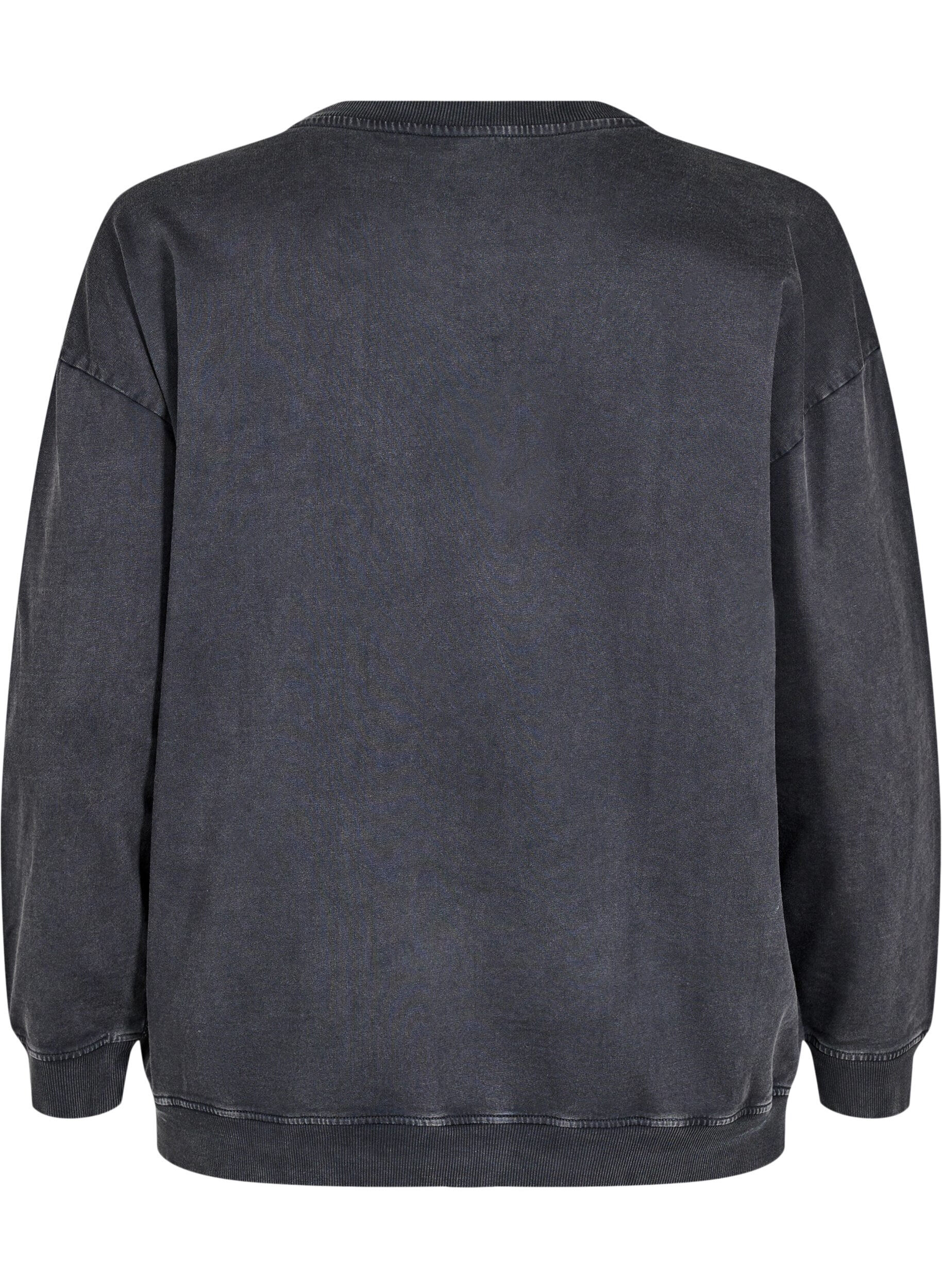 Zizzi Lockeres Sweatshirt im gewaschenen Look, Grau, Packshot image number 1