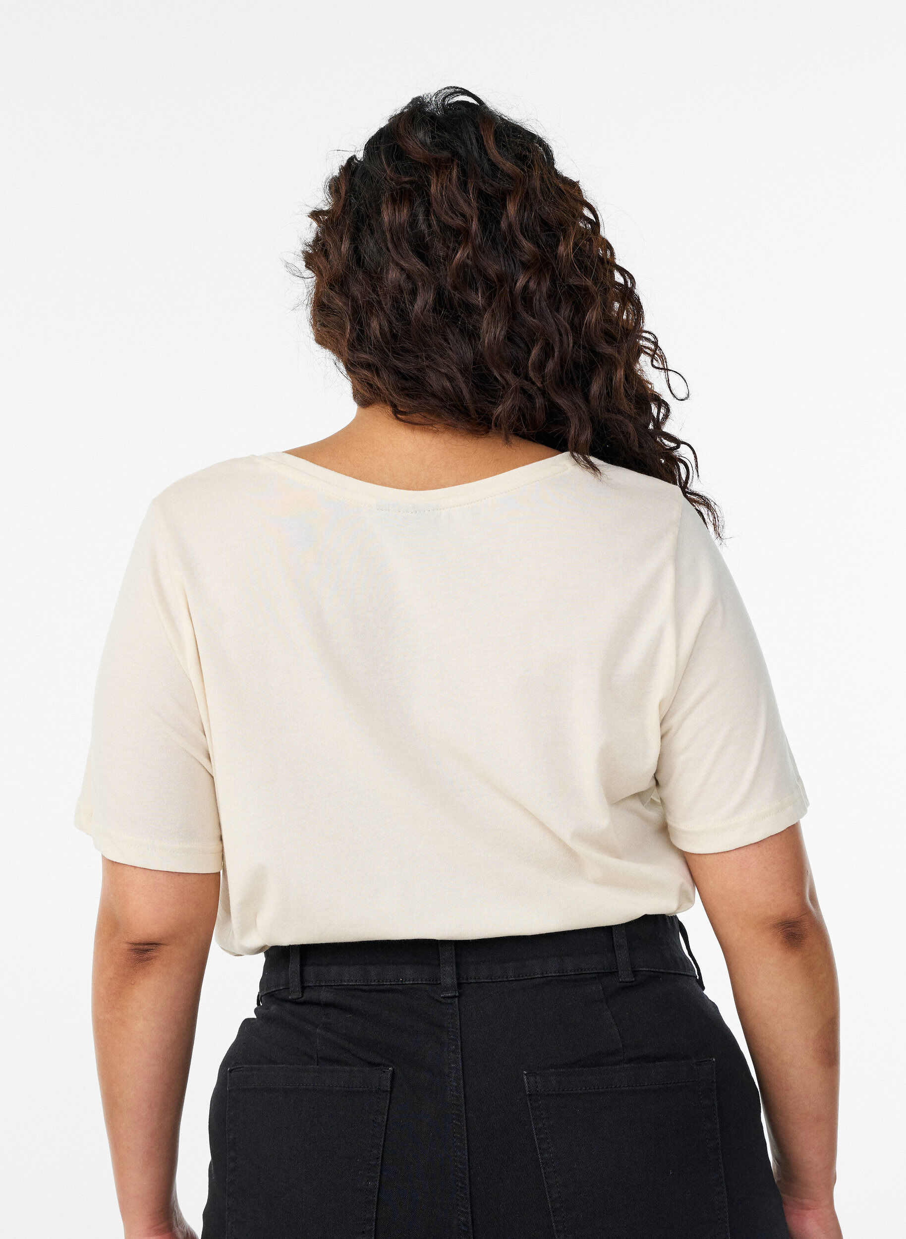 Zizzi T-Shirt mit Print, Vanille, Model image number 2