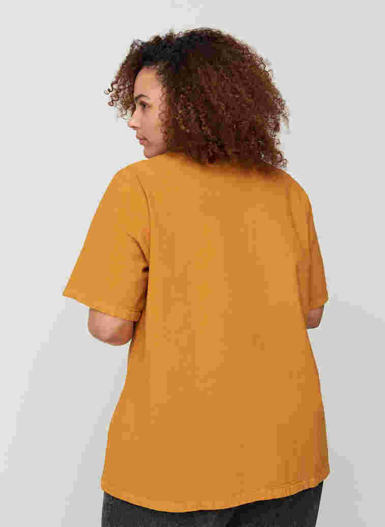 Kurzarm Bluse aus Baumwolle, Buckthorn Brown, Model image number 1