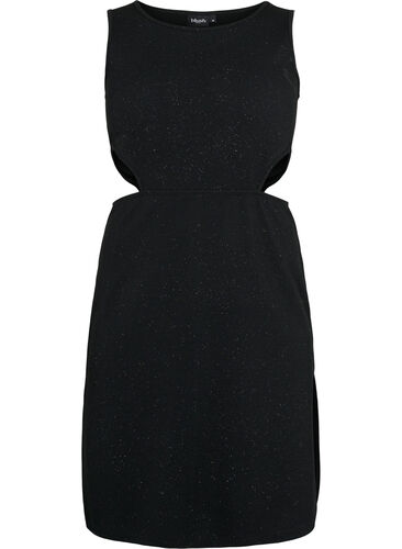 Ärmelloses Kleid mit ausgeschnittenem Teil, Black, Packshot image number 0