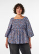 Bluse mit Smock und Karree-Ausschnitt, Blau, Model image number 0