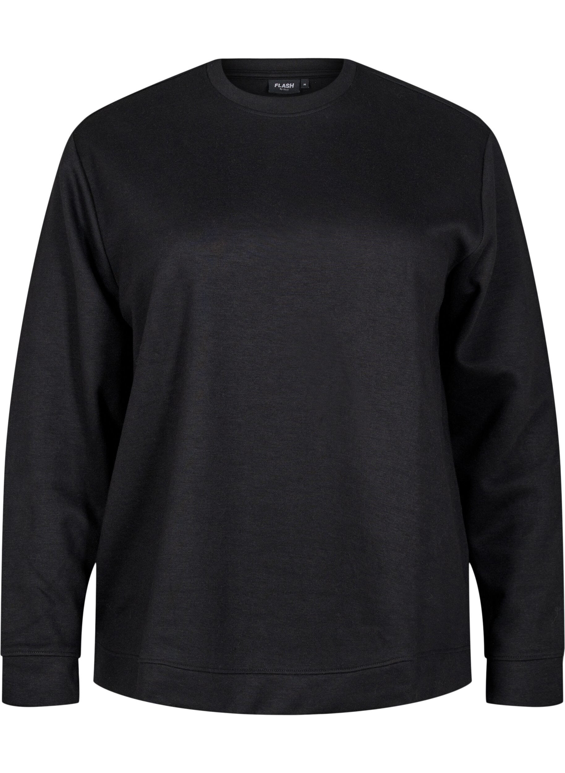 Zizzi FLASH - Sweatshirt mit Rundhalsausschnitt, Schwarz, Packshot image number 0