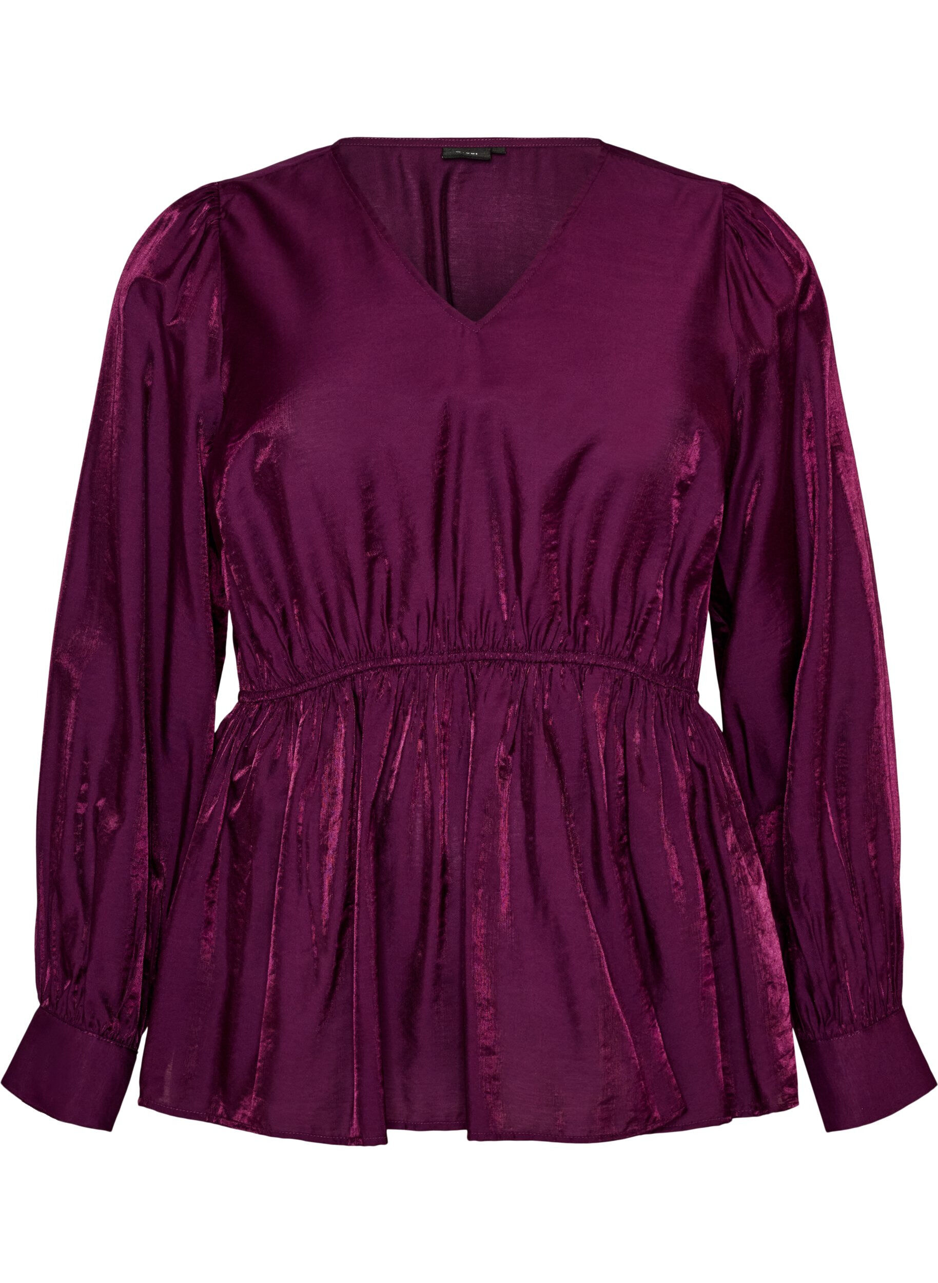 ZizziGl&auml;nzende Bluse aus Viskose mit Peplum-Effekt, Lila, Packshot image number 0
