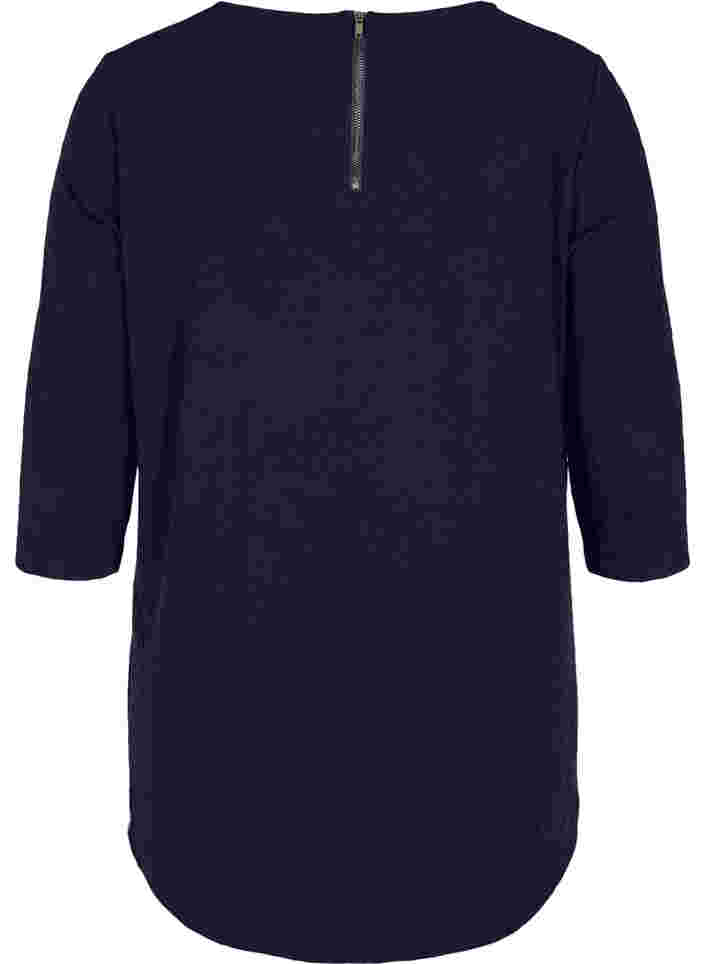 Bluse mit Rundhals und 3/4-Ärmeln, Navy Blazer, Packshot image number 1