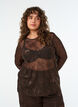 Bluse aus Mesh mit Blumen und Pailletten, Braun, Model image number 0