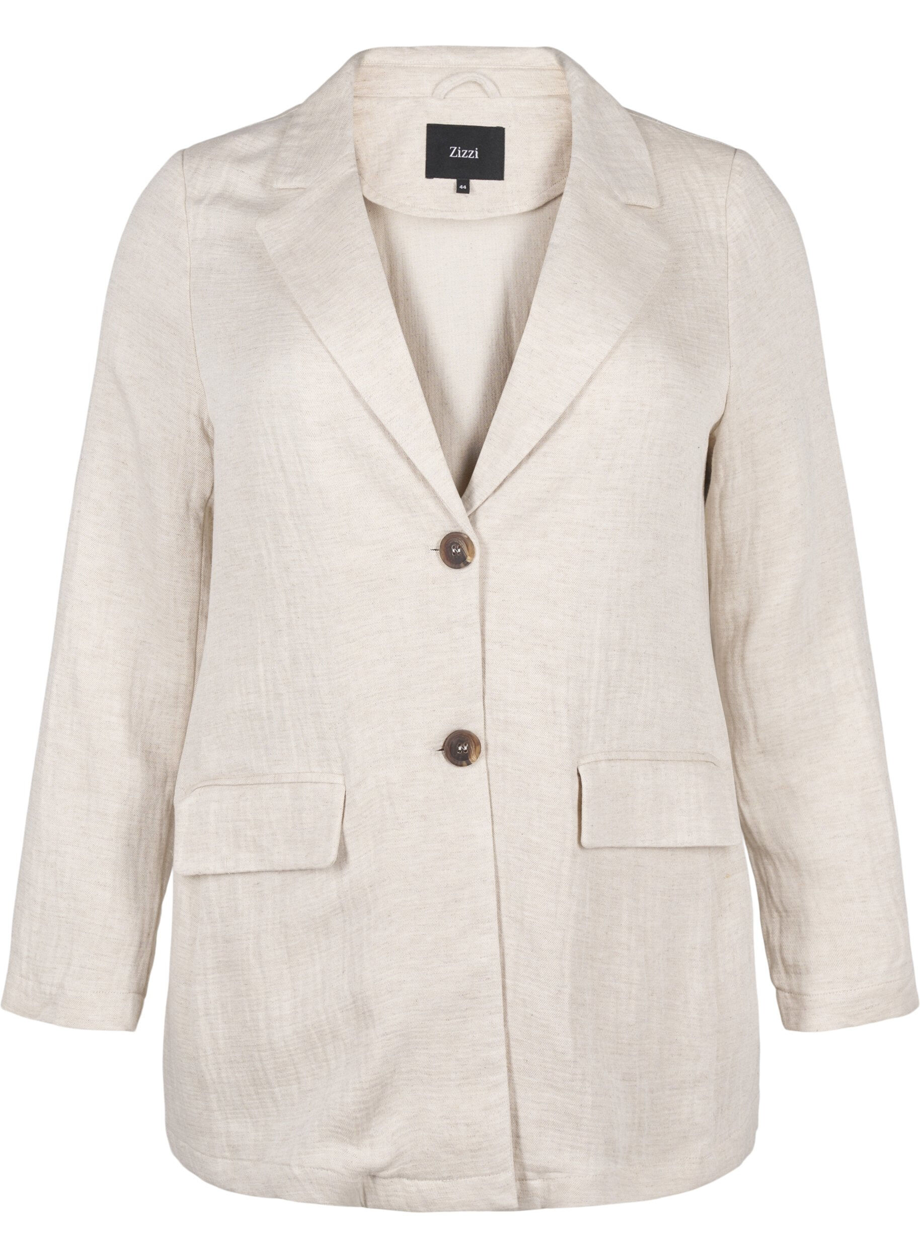 Zizzi Blazer aus Materialmix mit Leinen, Rainy Day, Packshot image number 0